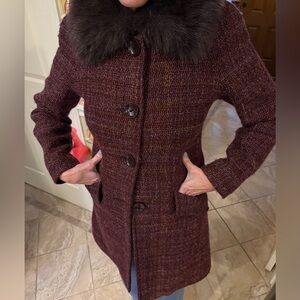 Vintage faux fur trim coat